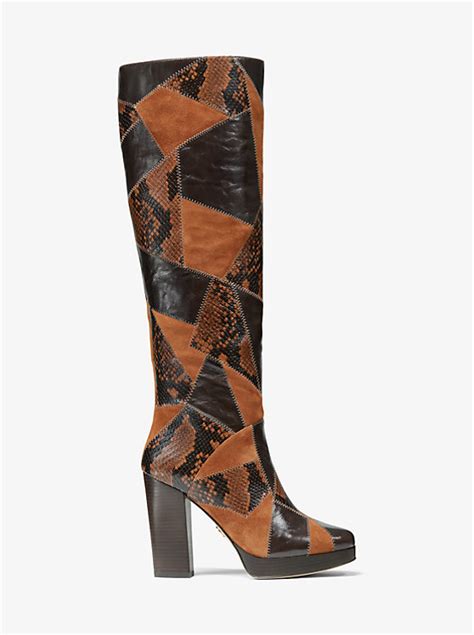 michael kors hanya|Hanya Patchwork Leather and Suede Boot .